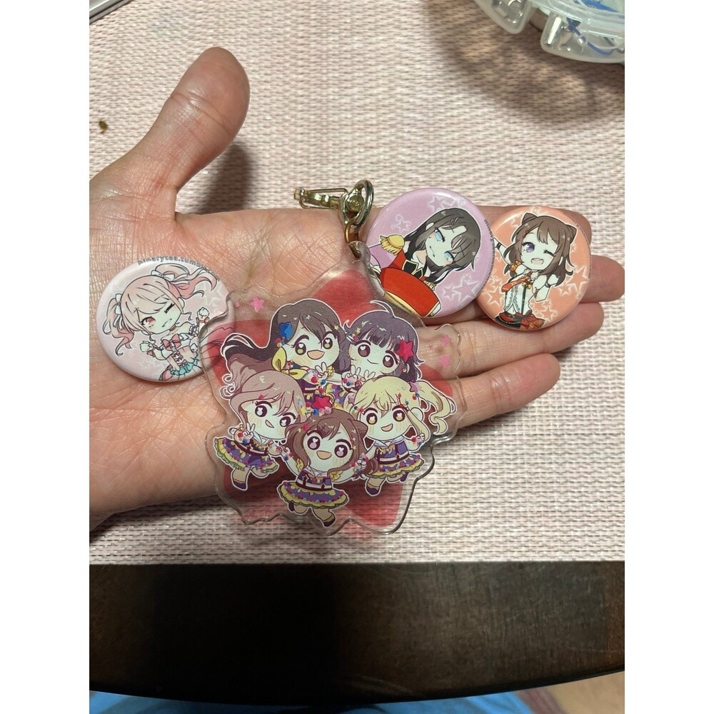 Bang Dream Girls Fan Art Buttons and Keychain Bundle